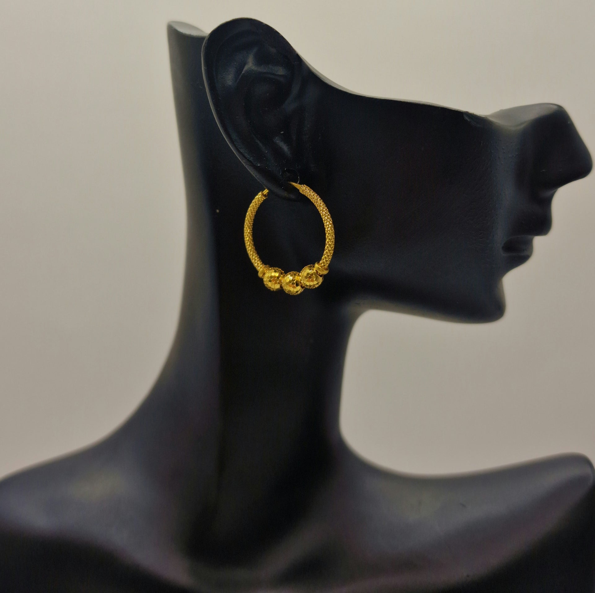 2.9g 22ct Gold Trio Disco Ball Textured Earrings