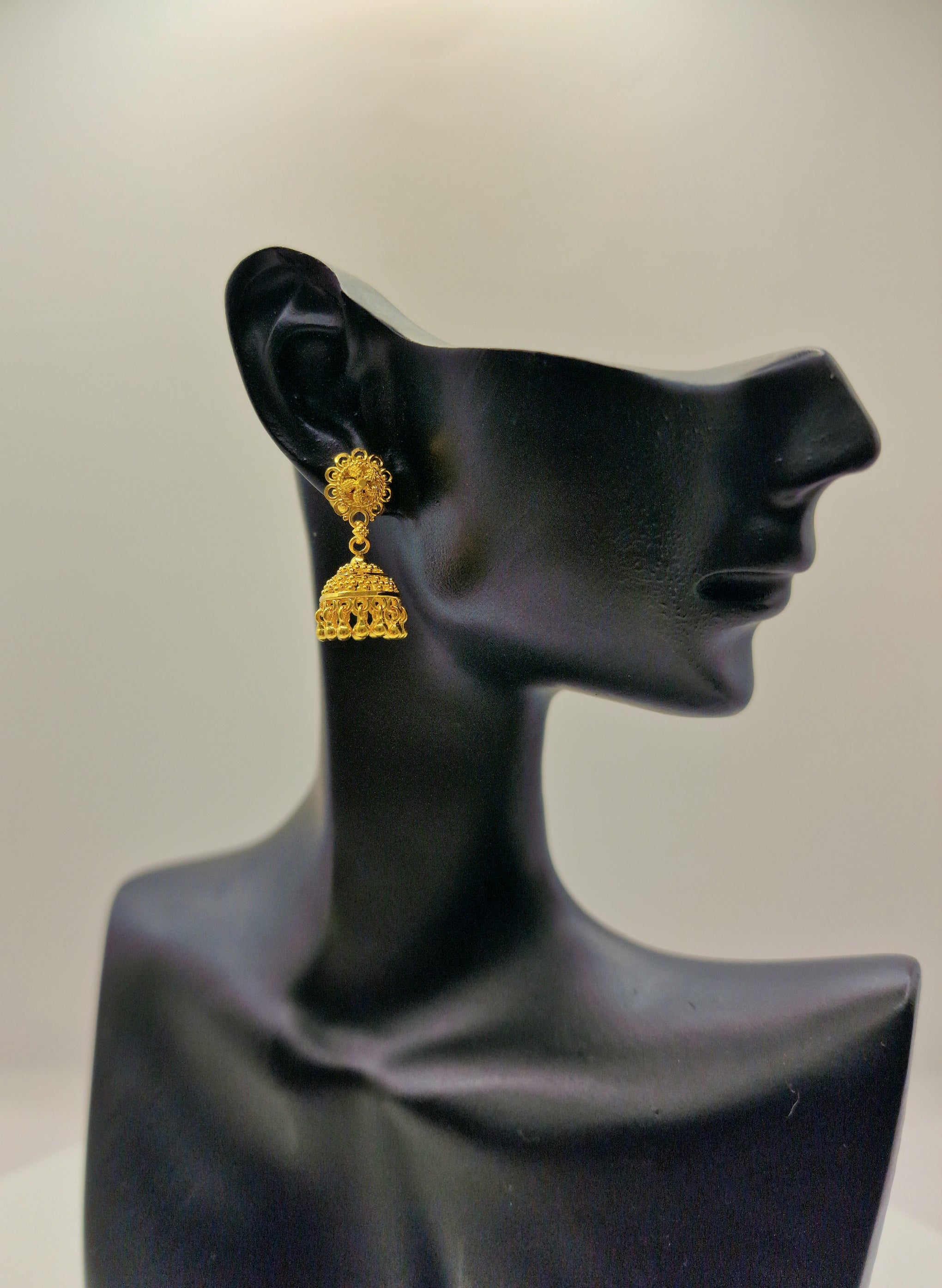 5.7g 22ct Gold Filigree Jhumka Ear studs