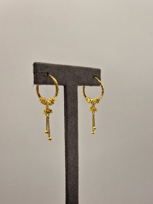 3.9g 22ct Gold Diamond-Cut Ball Dangle Earrings