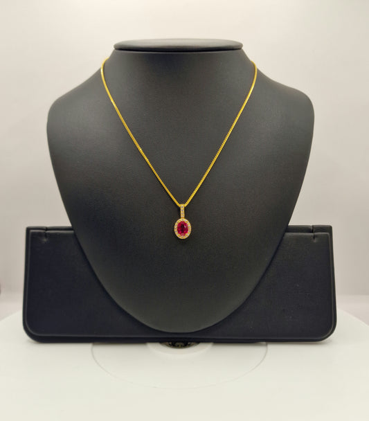 5.4g 22ct Gold Royal Ruby Sparkle Pendant Necklace