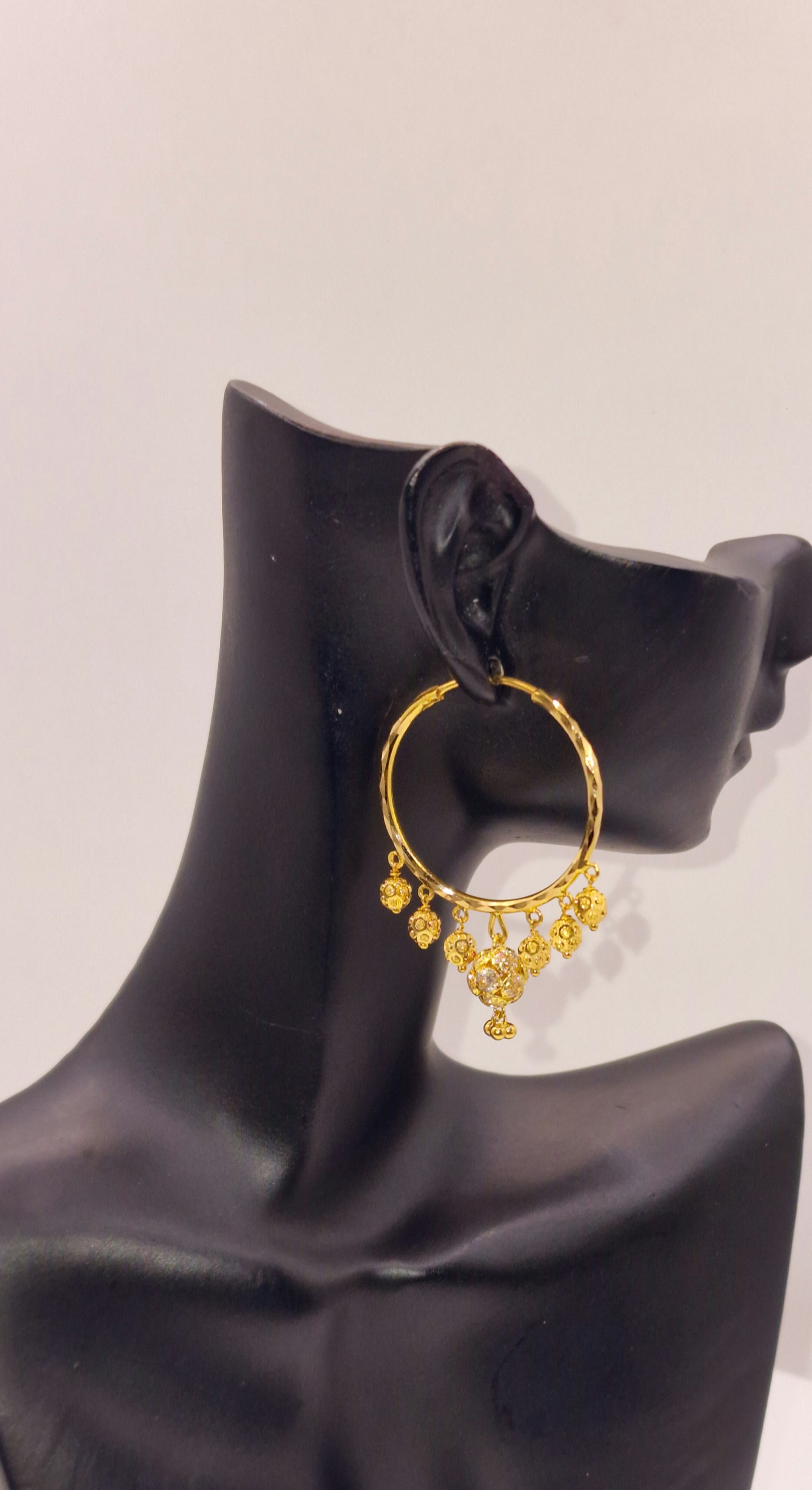 7.1g 22ct Gold Disco Ball Hoop Earrings