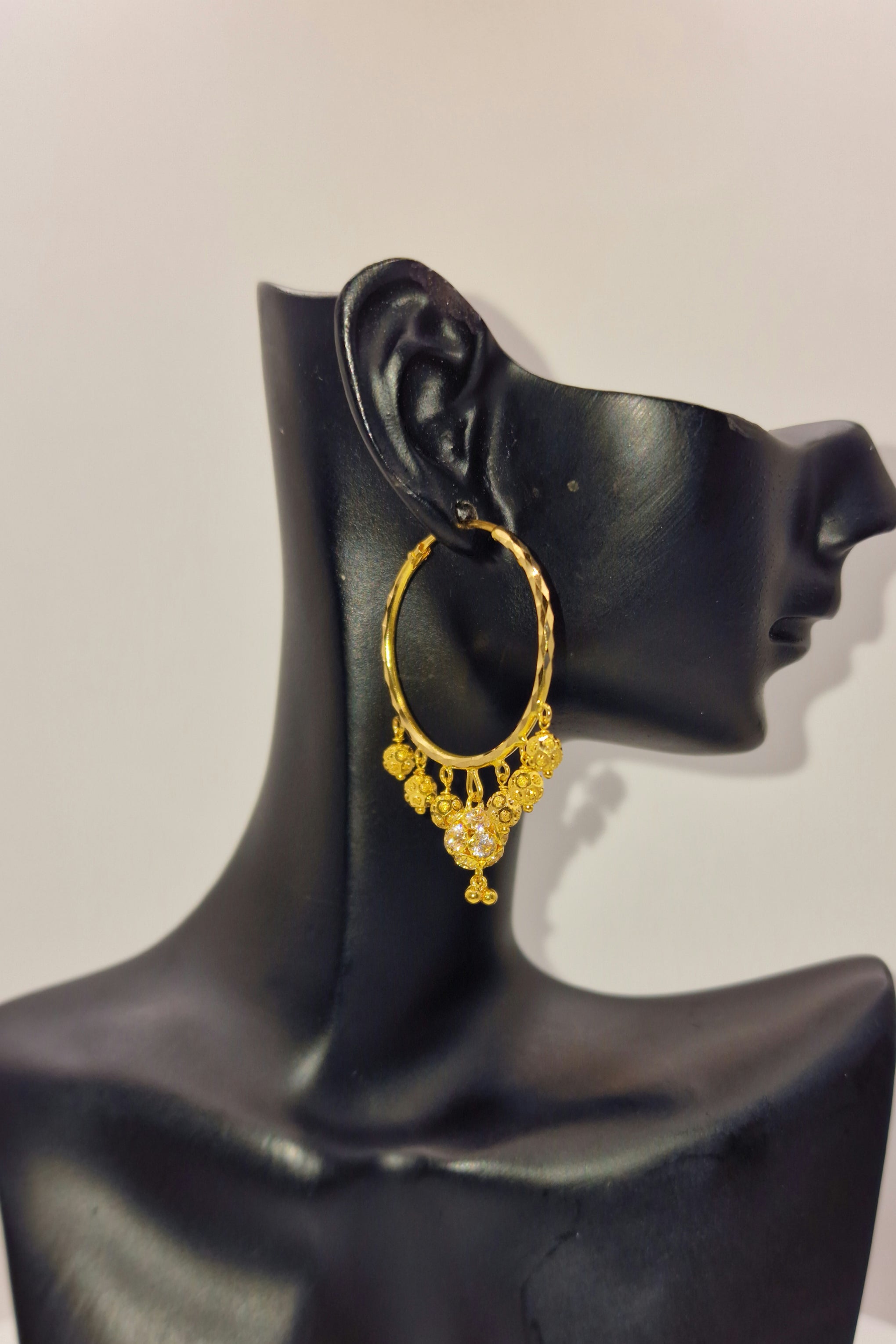 7.1g 22ct Gold Disco Ball Hoop Earrings
