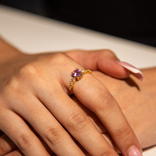3g 22ct Gold Pink Oval Gem Grace Ring