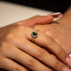 3g 22ct Gold Green Oval Gem with Clear Gem Halo Ring