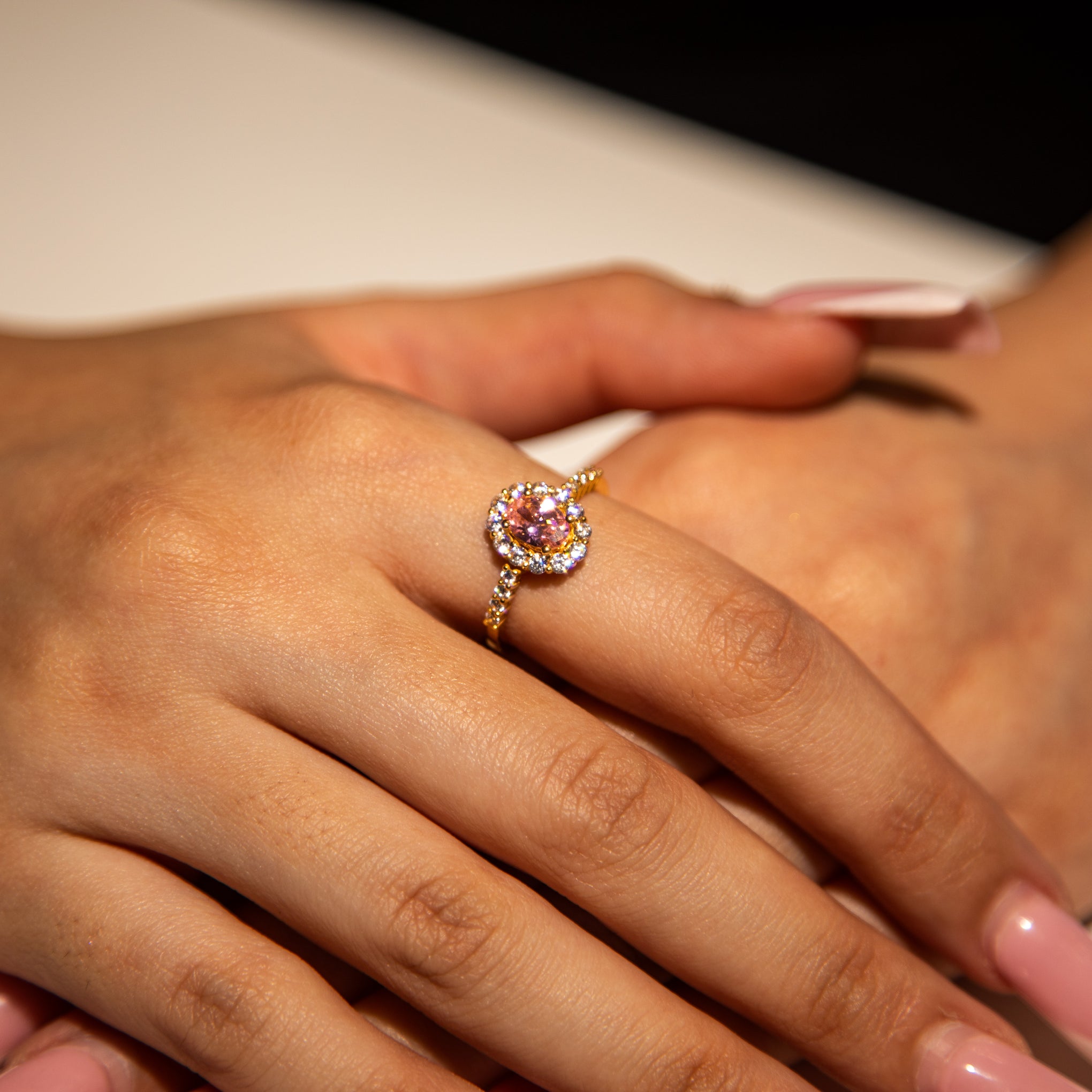3.1g 22ct Gold Pink Oval Gem Royal Elegance Ring