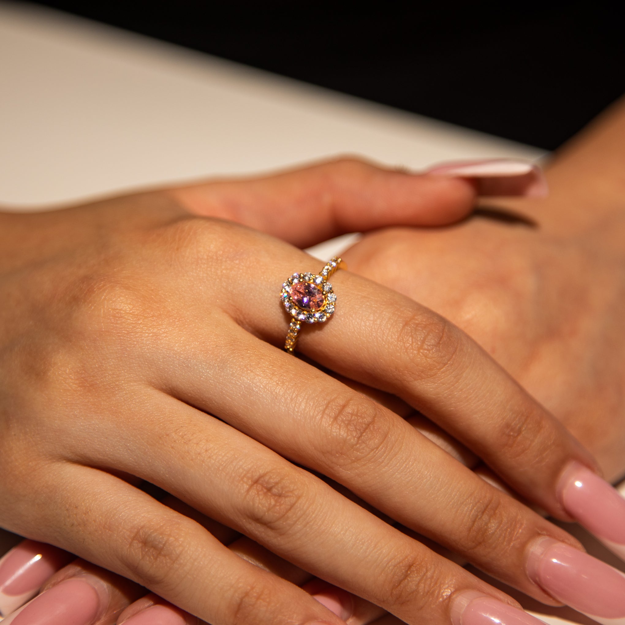 3.1g 22ct Gold Pink Oval Gem Royal Elegance Ring