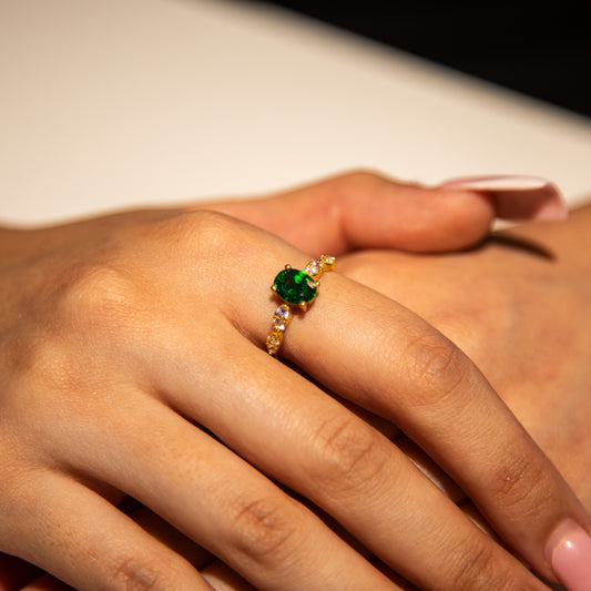 3g 22ct Gold Green Oval Gem Elegance Ring