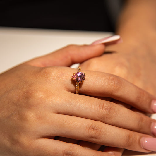3.5g 22ct Gold Twin Pink Teardrop Gem Ring