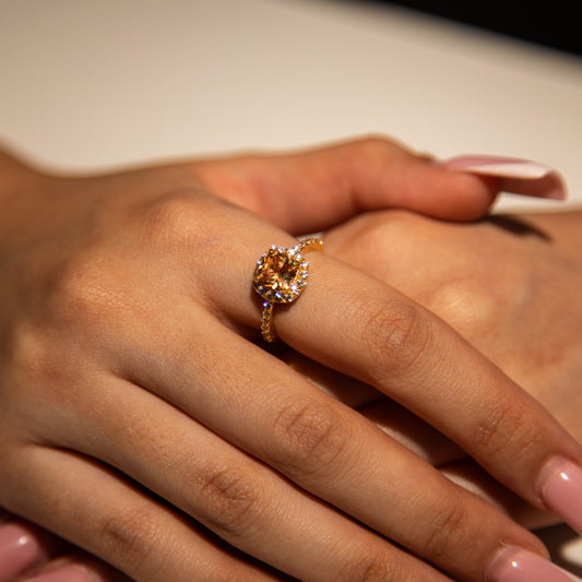 3g 22ct Gold Bronze Square Gem Classic Ring
