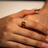 3g 22ct Gold Bronze Square Gem Classic Ring