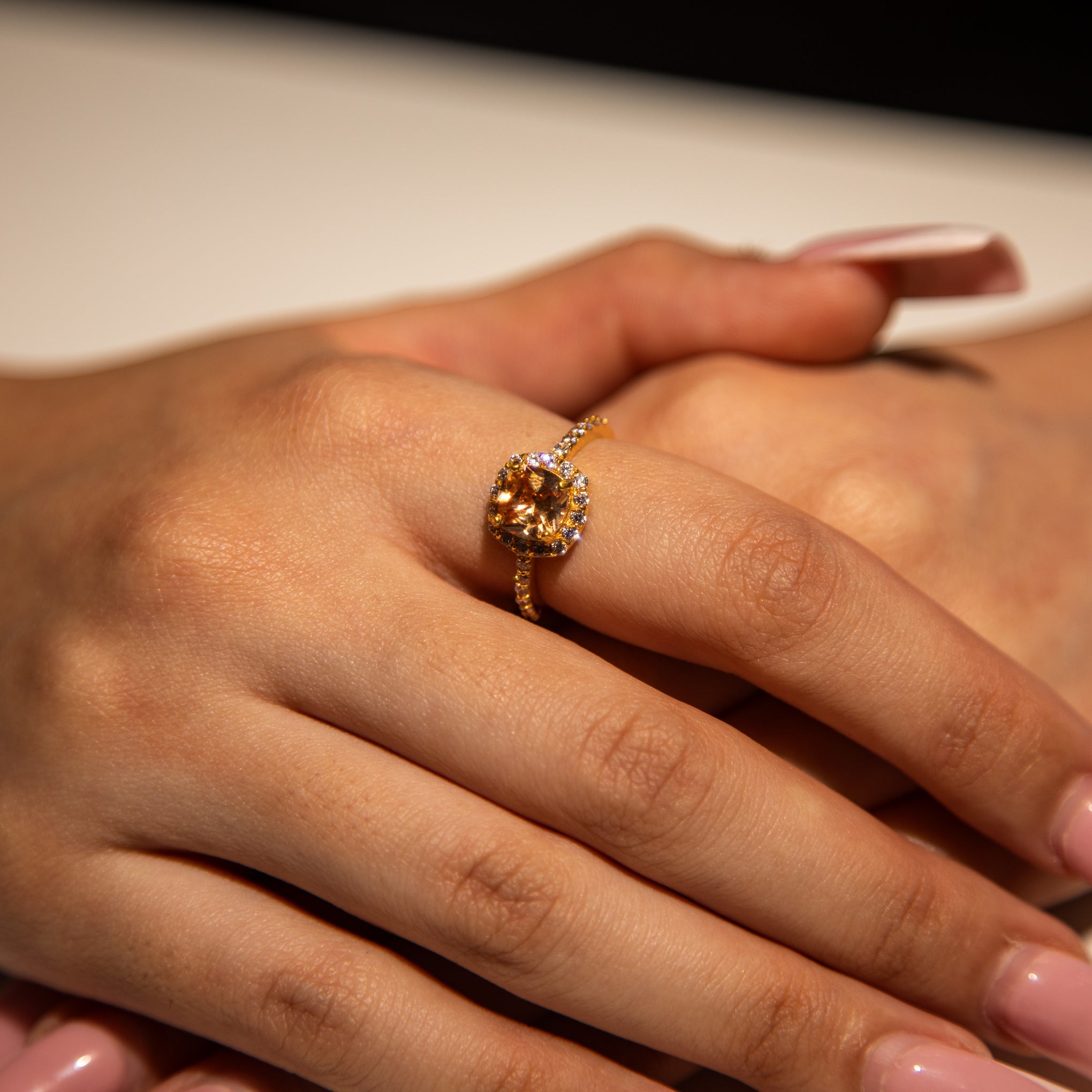 3g 22ct Gold Bronze Square Gem Classic Ring