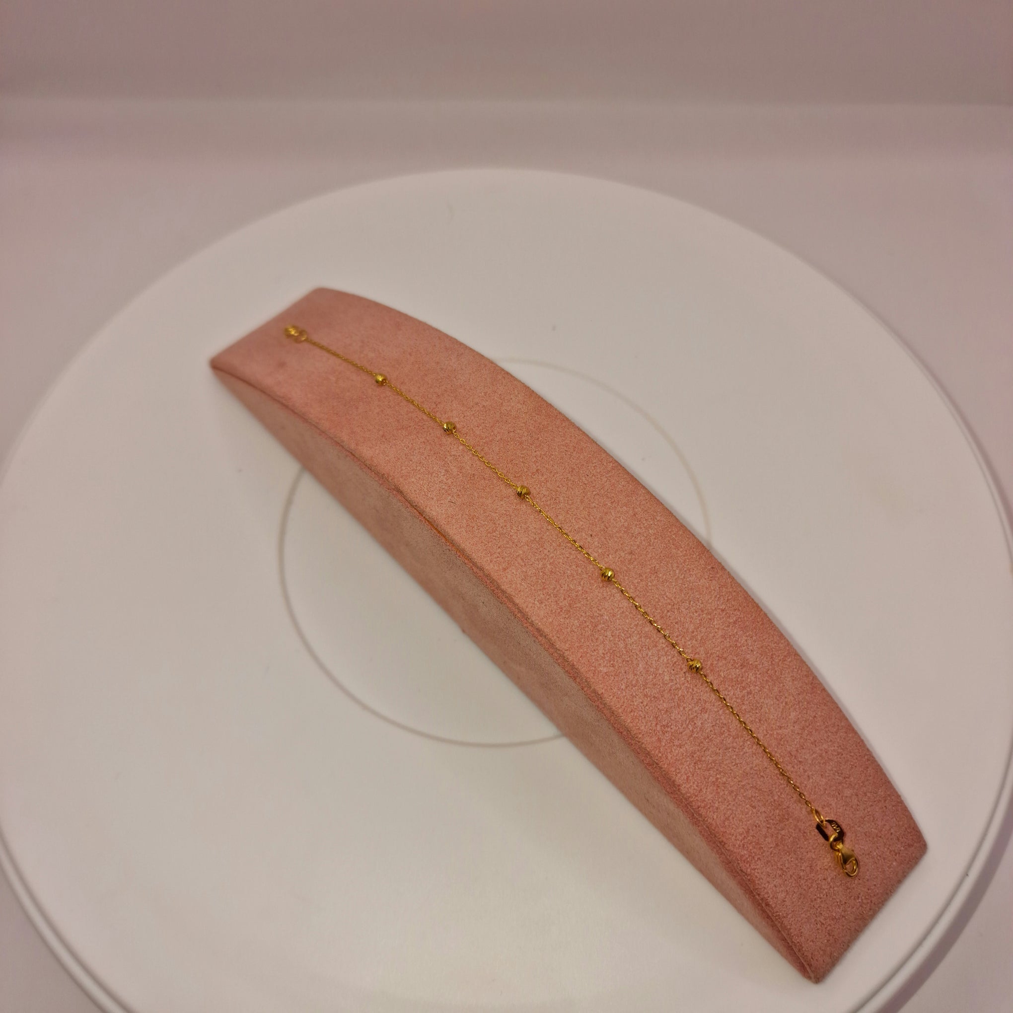 1.1g 22ct Gold Diamond-Cut Ball Link Chain Bracelet