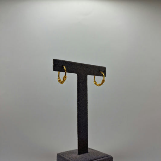 2.8g 22ct Gold Twisted Knot Textured Hoop Earrings