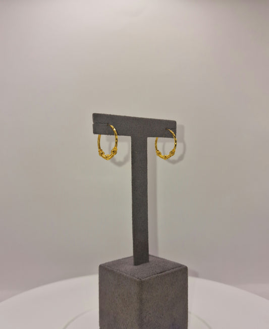 3.1g 22ct Gold Twisted Knot Textured Hoop Earrings