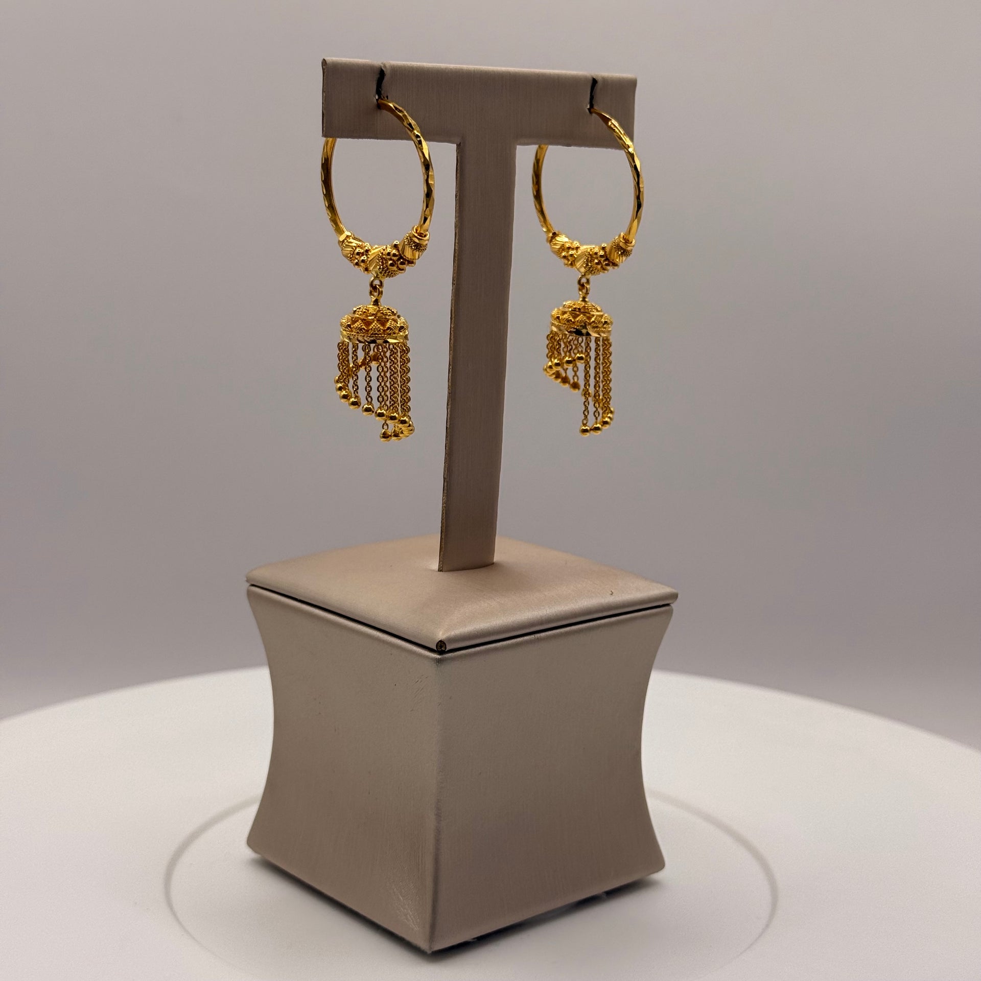 9.0g 22ct Gold Hoop Chandelier Dangle Earrings