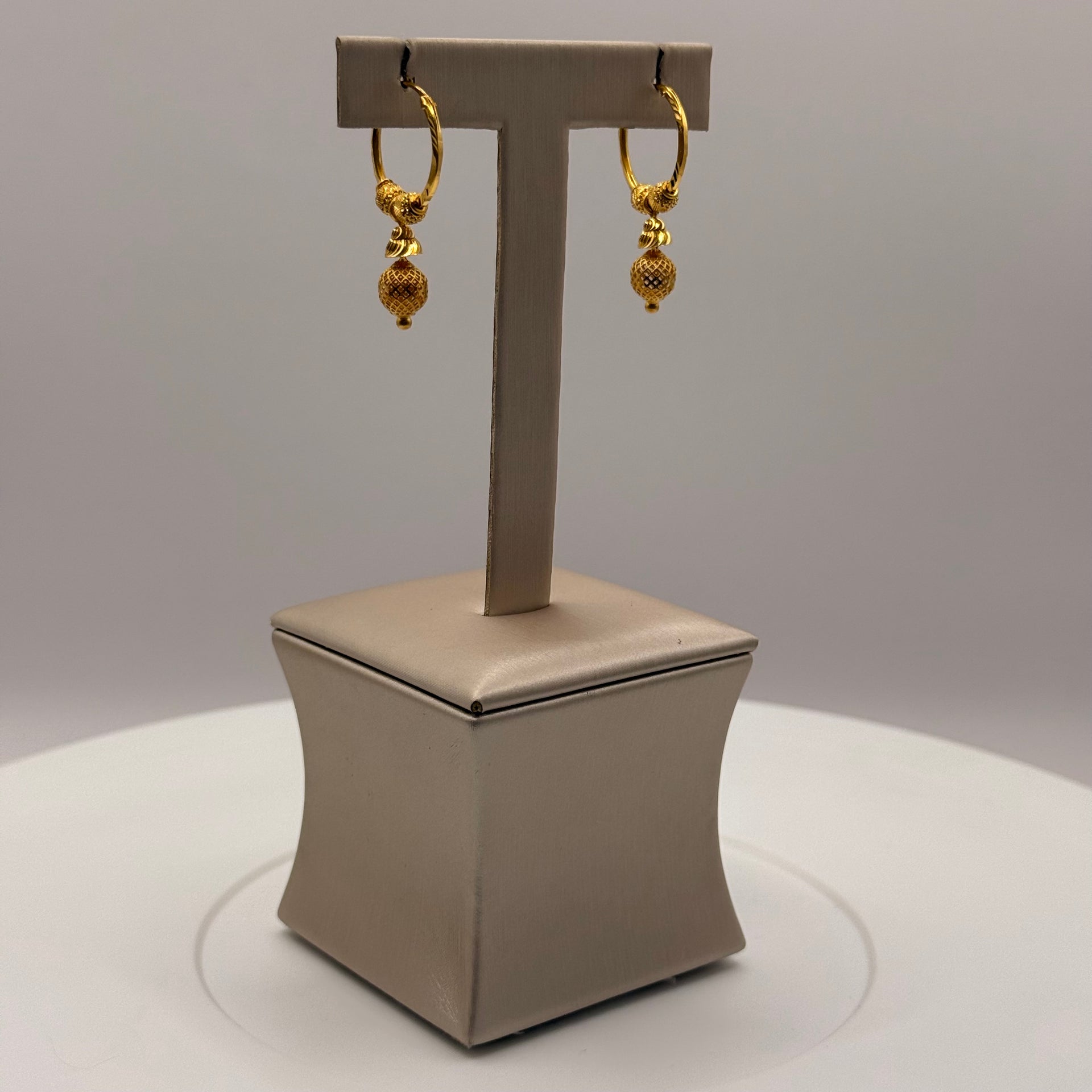 3.8g 22ct Gold Classic Hoop Dangle Earrings