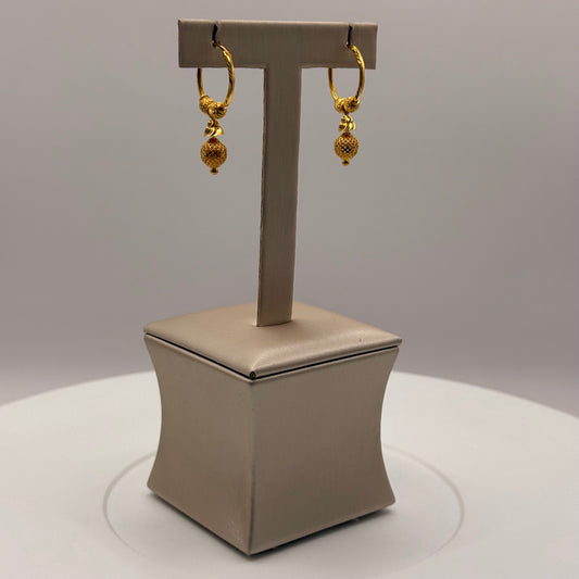 3.8g 22ct Gold Classic Hoop Dangle Earrings