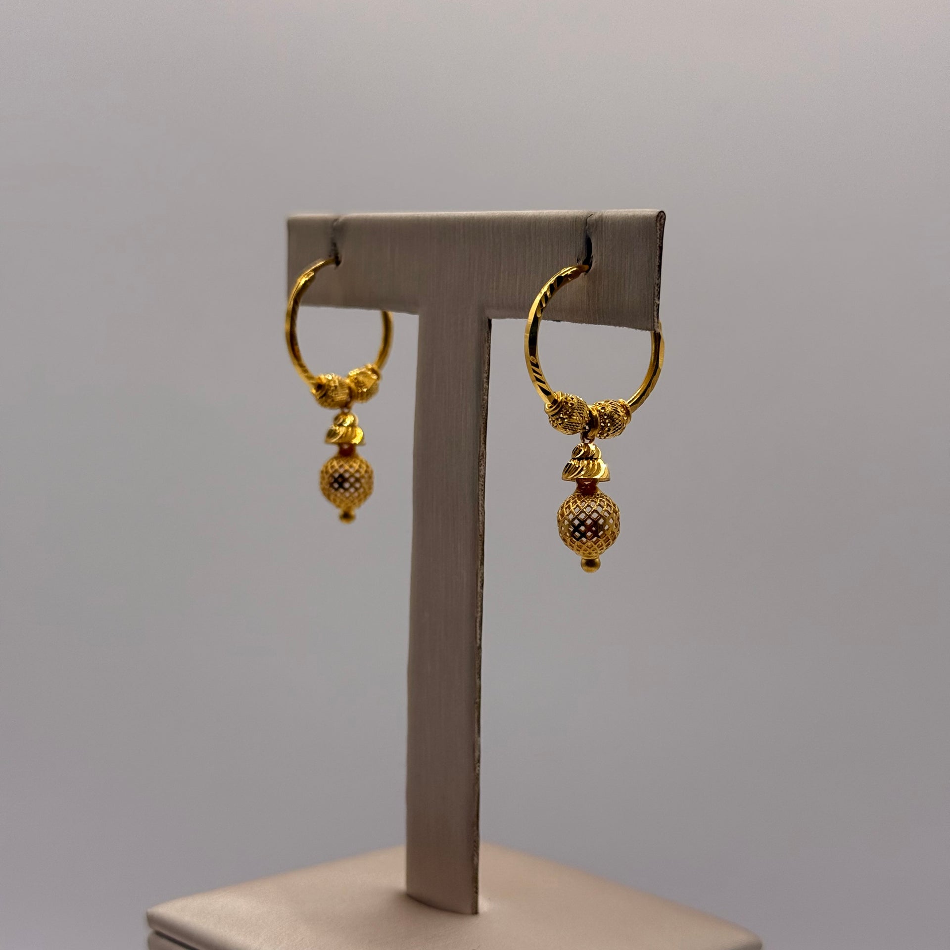 3.8g 22ct Gold Classic Hoop Dangle Earrings