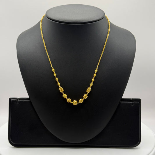 10.6g 22ct Gold Filigree Ball Necklace 16"