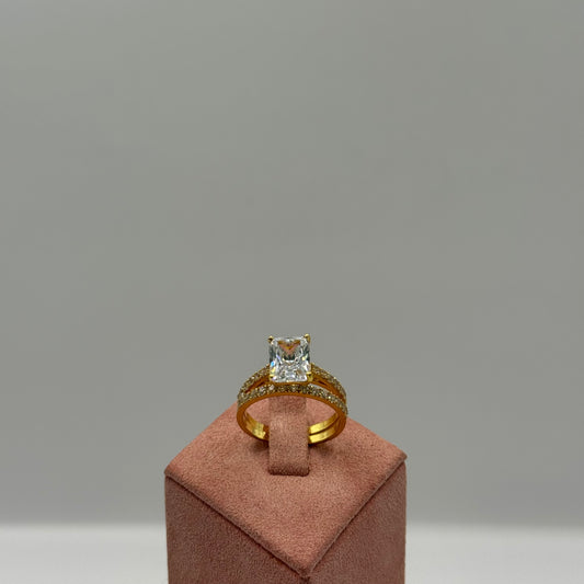 5.4g Nivara Halo Elegance Gold Double Ring Set