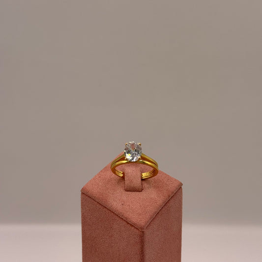 4.5g Celeste Oval Brilliance Gold Double Ring Set