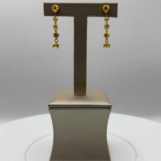 4.5g 22ct Gold Diamond Cut Ball Dangle Earrings