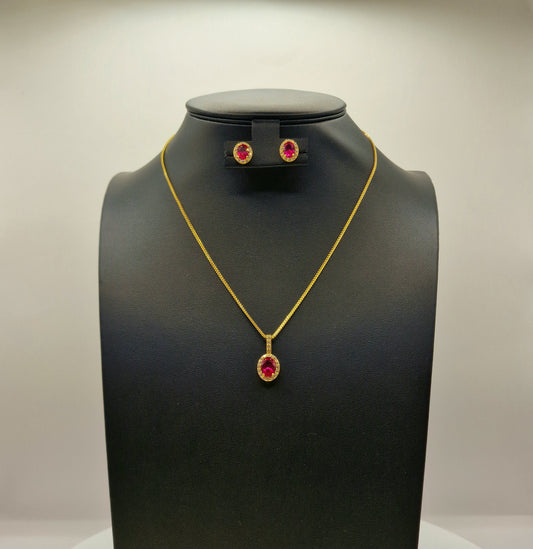 8.3g 22ct Gold Royal Ruby Sparkle Pendant Necklace Set