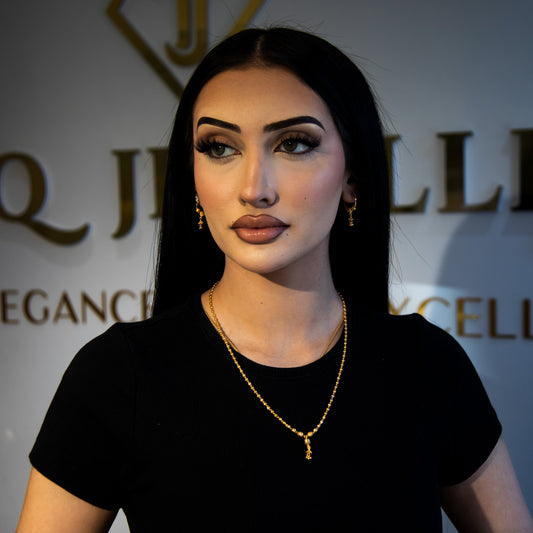 14.9g 22ct Gold - Dangle Necklace & Earring Set